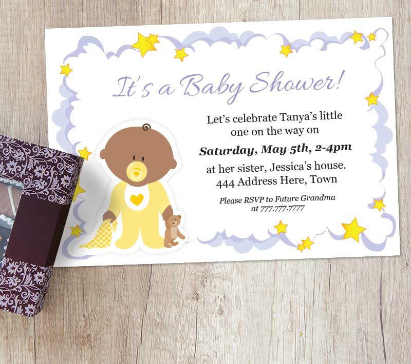 Purple Clouds Baby Shower Invitation
