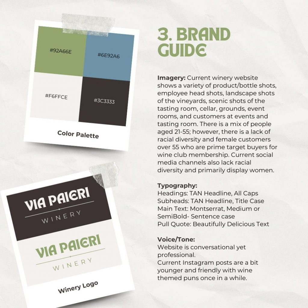 Establish a brand guide with clear descriptions of your logo, brand colors, imagery, typography, and the voice and tone of your brand.
