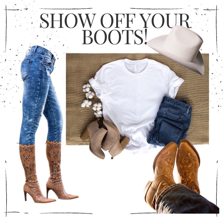 Denim & diamonds Outfit Inspiration: Show off cowboy/girl boots