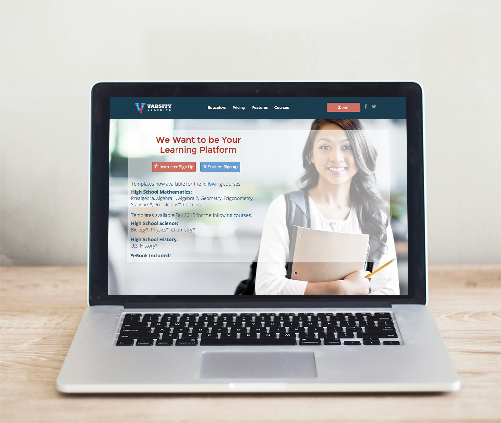 Website design for VarsityLearning.com